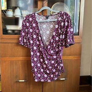 Colorful Ann Taylor wrap top, size L